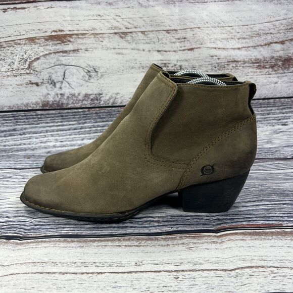 Born Rascal Brown Leather Square Toe Western Ankle Booties, Women’s size 10 - Picture 3 of 10